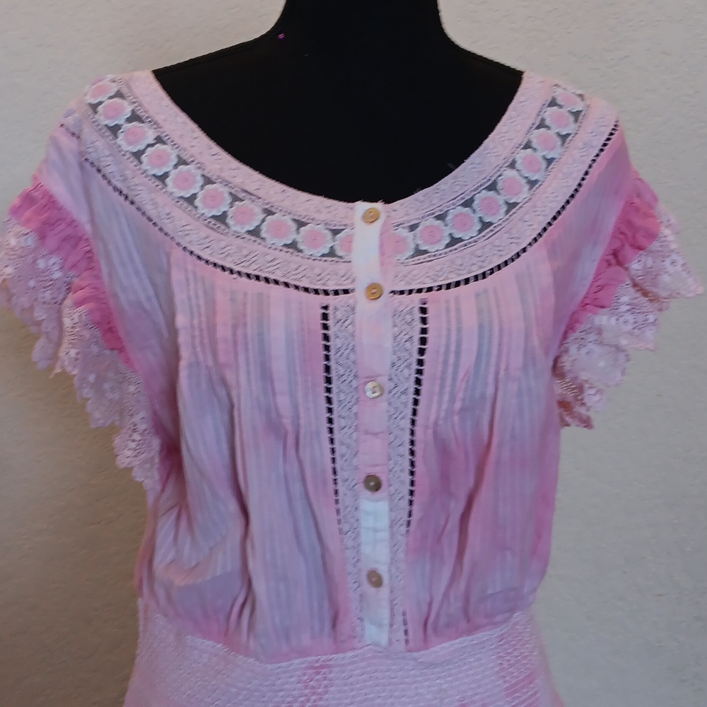LoveShackFancy Pink Dress Size Large - Picture 4 of 14